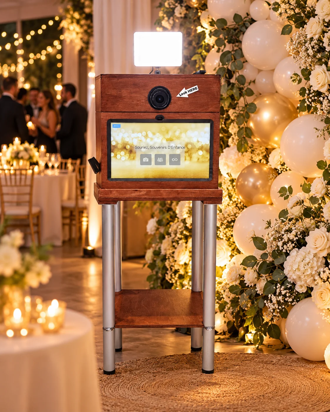 Ambiance mariage — La borne mise en scène pour une réception élégante.